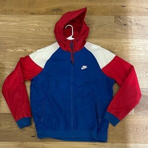 Nike Men's Red, Blue, and White Windbreaker